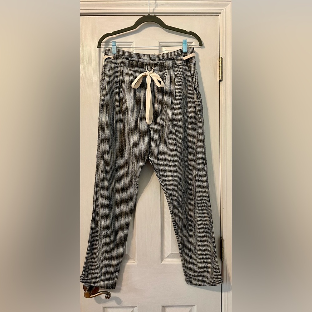 Free People Black and White Striped Joggers